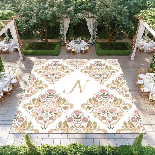 Bird and Floral Diamond Pattern with Monogram
