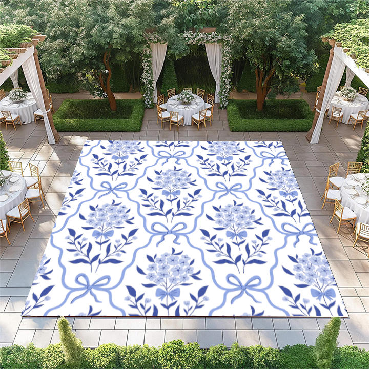 Blue Ribbon and Floral Pattern