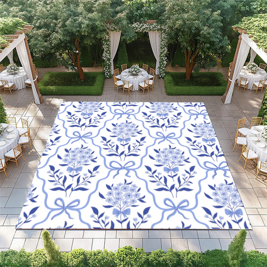 Blue Ribbon and Floral Pattern