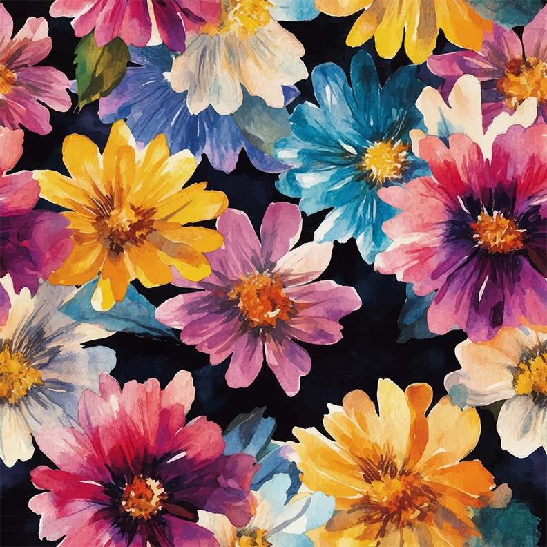 Colorful Watercolor Floral Pattern