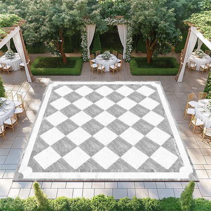 Gray and White Diamond Marble Checkerboard with Border