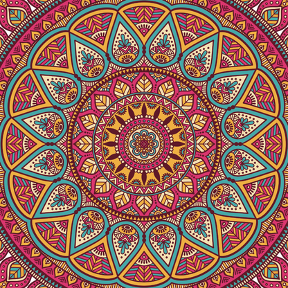 Teal, Pink and Orange Mandala