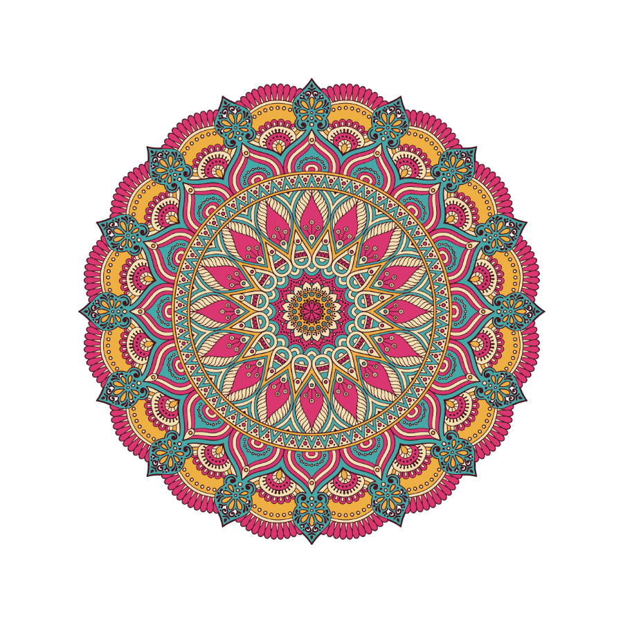 Orange, Teal and Pink Mandala