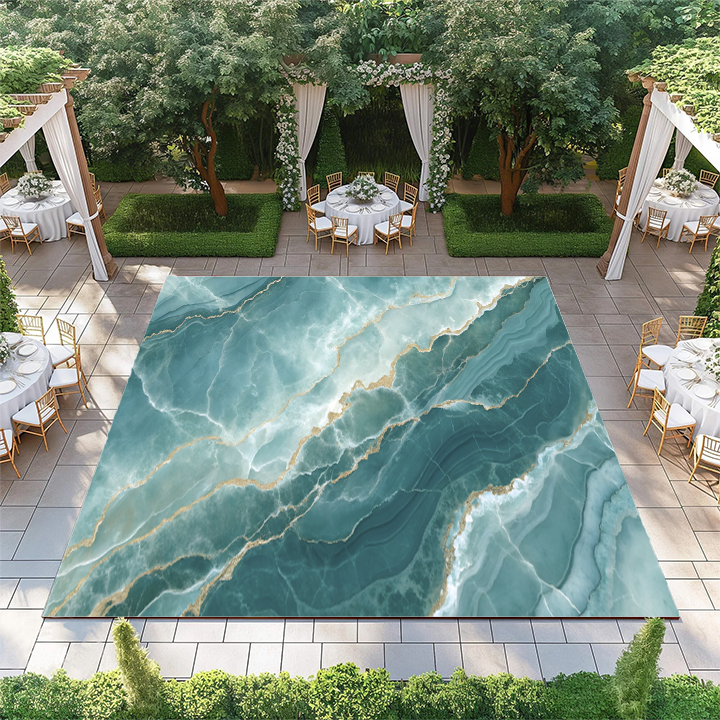 Teal Marble with White and Gold Streaks