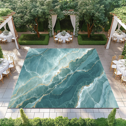 Teal Marble with White and Gold Streaks