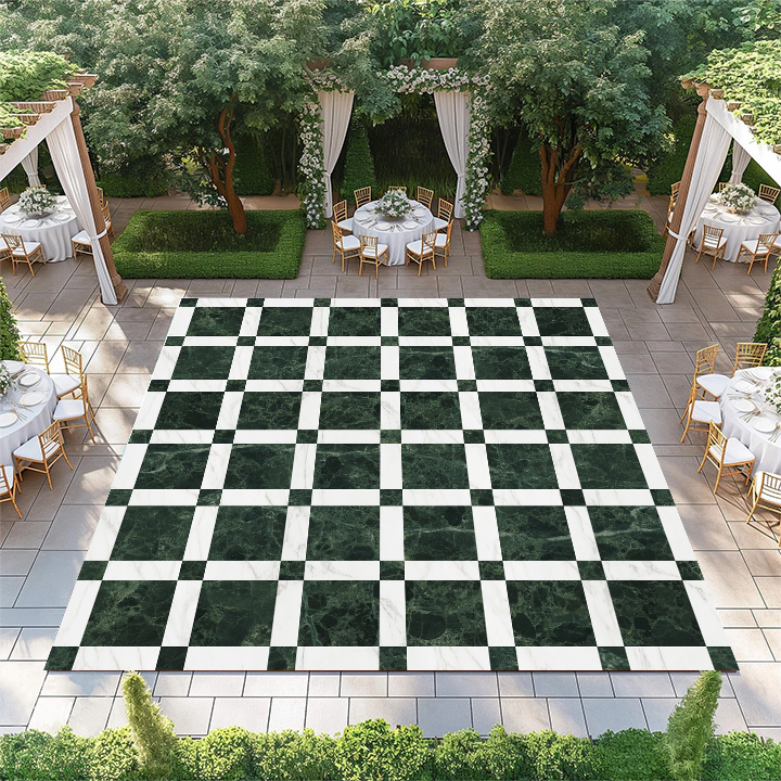 Green and White Marble Tile Pattern