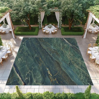 Green Marble with Cream and Gold Streaks