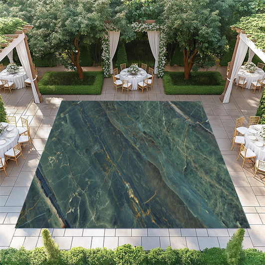 Green Marble with Cream and Gold Streaks