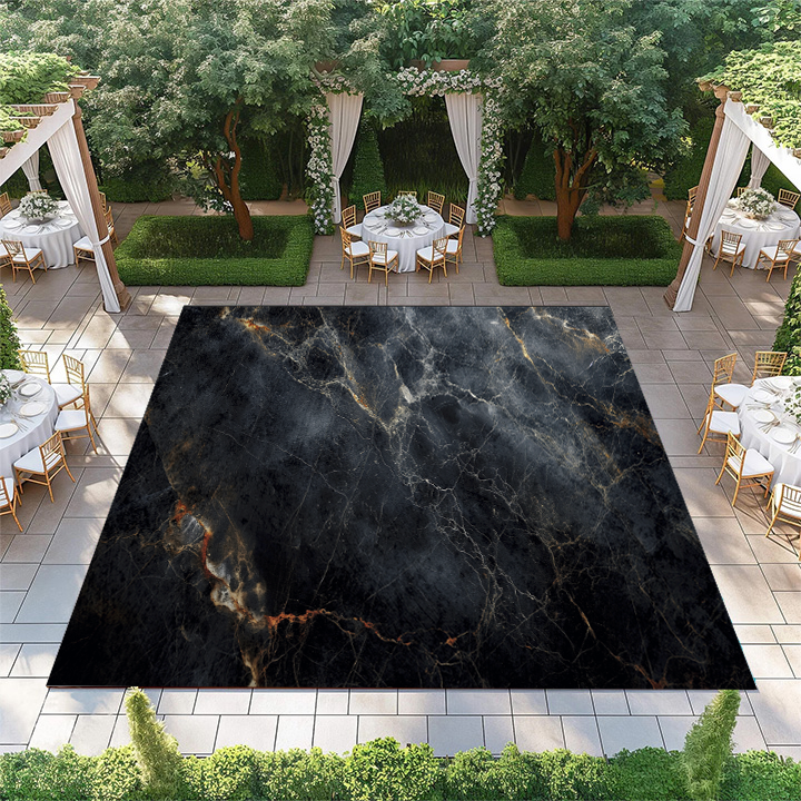 Black Cloudy Marble with Gold Streaks