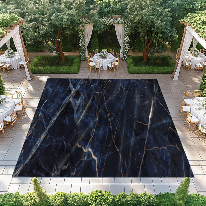 Dark Navy-Blue Marble with Gold Streaks