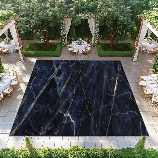 Dark Navy-Blue Marble with Gold Streaks