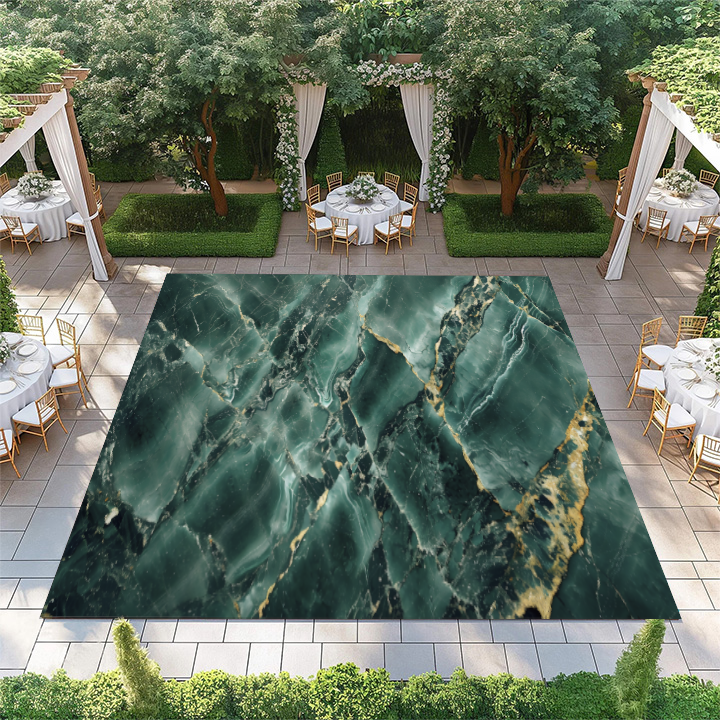 Green Marble with White and Gold Streaks