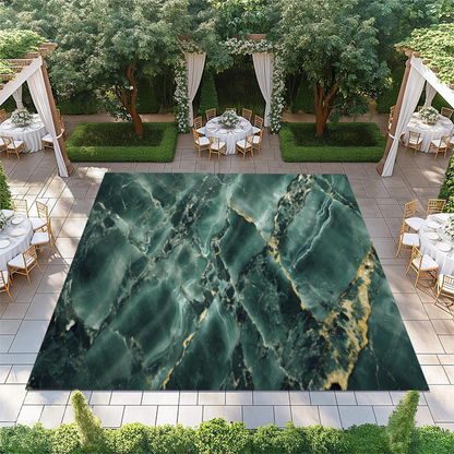 Green Marble with White and Gold Streaks