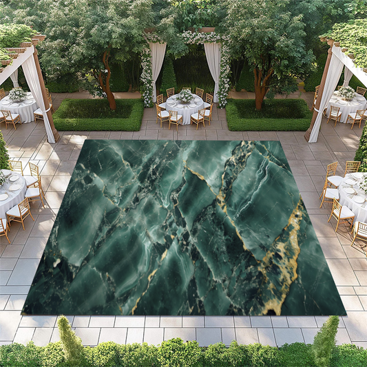 Green Marble with White and Gold Streaks