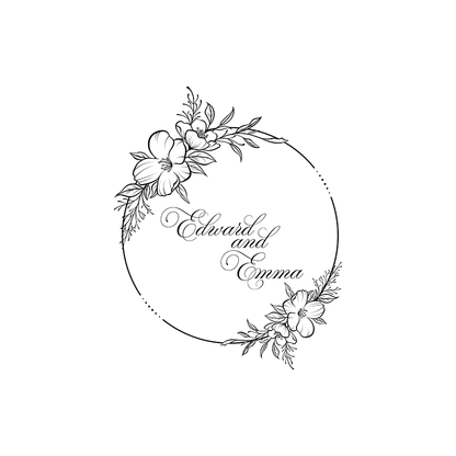 Black and White Floral Circle Monogram