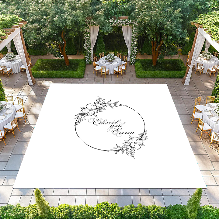 Black and White Floral Circle Monogram