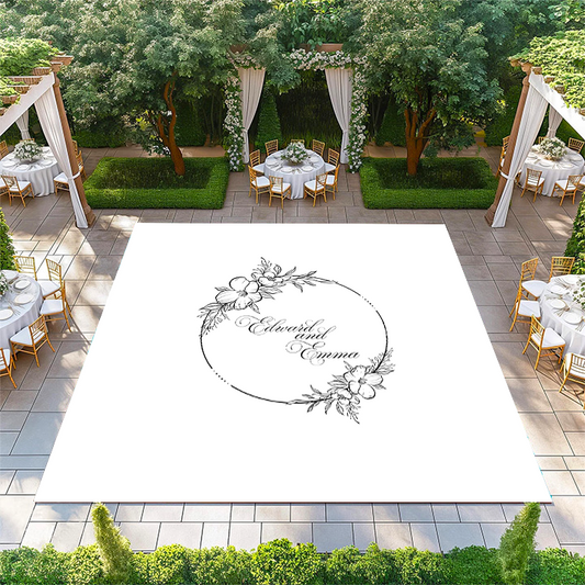 Black and White Floral Circle Monogram
