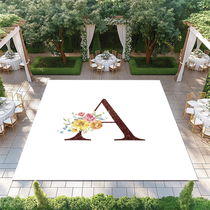 Red Glitter Floral Monogram