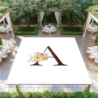 Red Glitter Floral Monogram