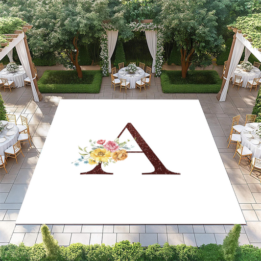 Red Glitter Floral Monogram