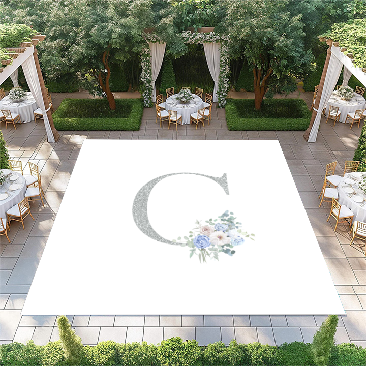 Silver Glitter Floral Monogram