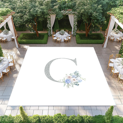Silver Glitter Floral Monogram