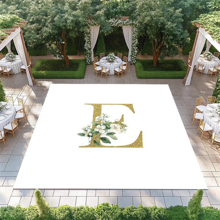 Gold Glitter Floral Monogram