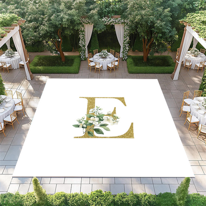 Gold Glitter Floral Monogram