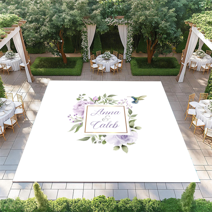 Square Purple Floral Monogram with Bird