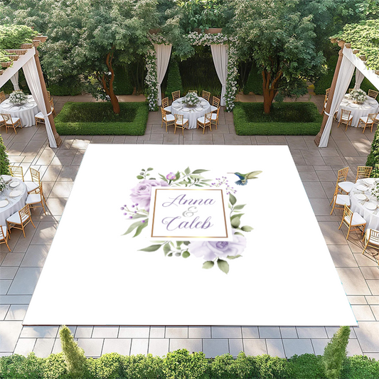 Square Purple Floral Monogram with Bird