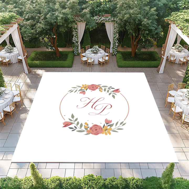 Dark Pink Floral Circle Monogram