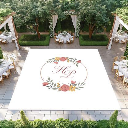 Dark Pink Floral Circle Monogram