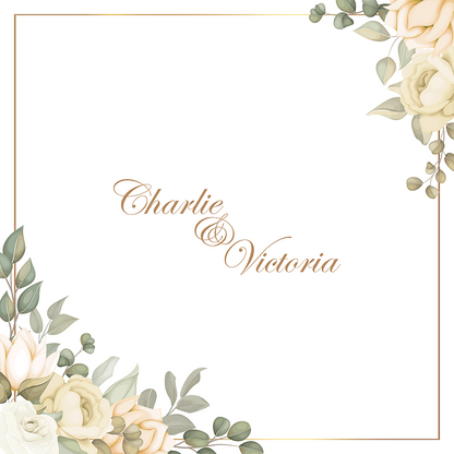 Names in Center with Cream Flowers in Corner