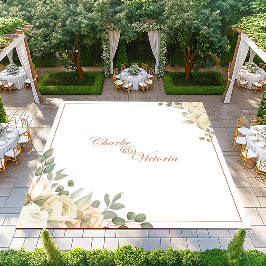 Names in Center with Cream Flowers in Corner