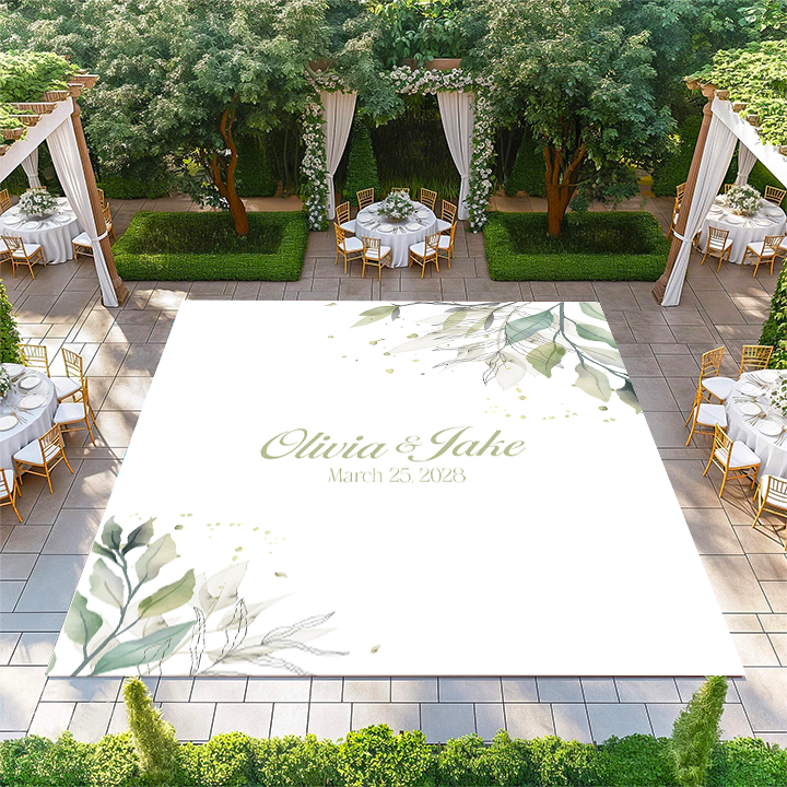Names in Center with Leaf Vines in Corners
