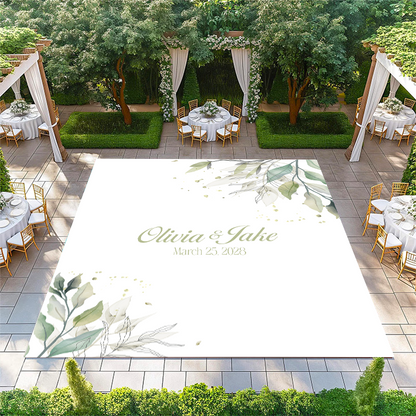 Names in Center with Leaf Vines in Corners