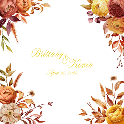 Orange Florals with Names in Center