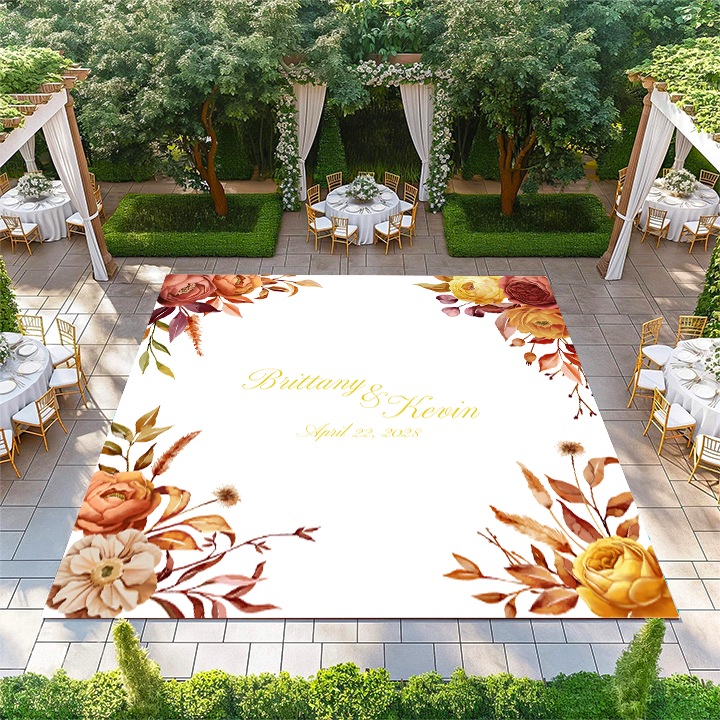 Orange Florals with Names in Center