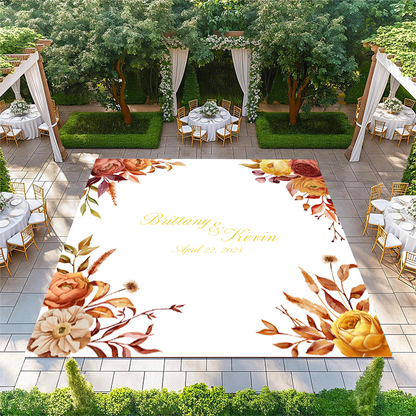 Orange Florals with Names in Center