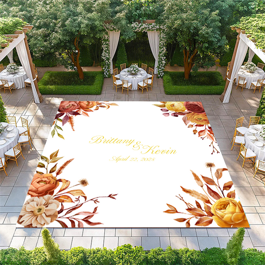 Orange Florals with Names in Center