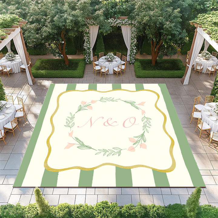 Striped Background with Floral Frame