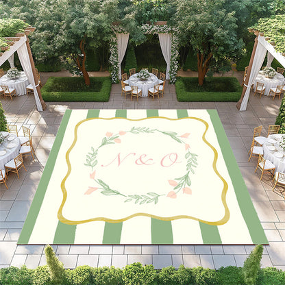 Striped Background with Floral Frame