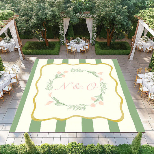 Striped Background with Floral Frame