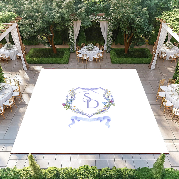 Purple Floral Monogram Crest