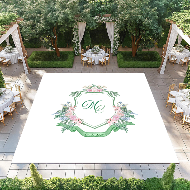 Green Floral Monogram Crest