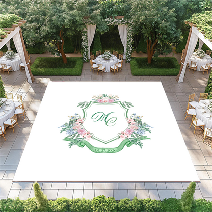 Green Floral Monogram Crest