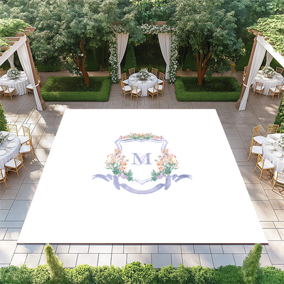 Purple Watercolor Floral Monogram Crest