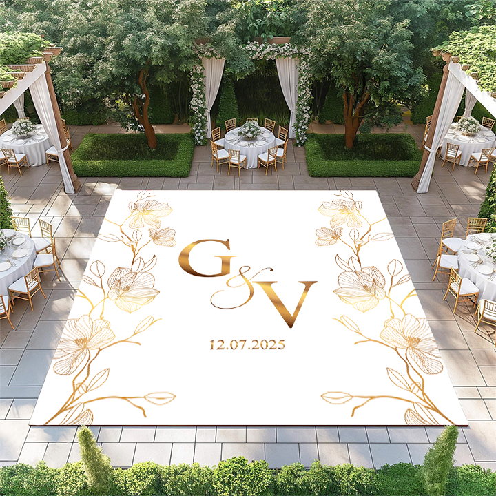 Initials with Gold Floral Sides