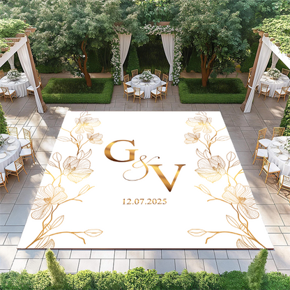 Initials with Gold Floral Sides