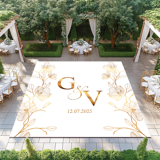 Initials with Gold Floral Sides